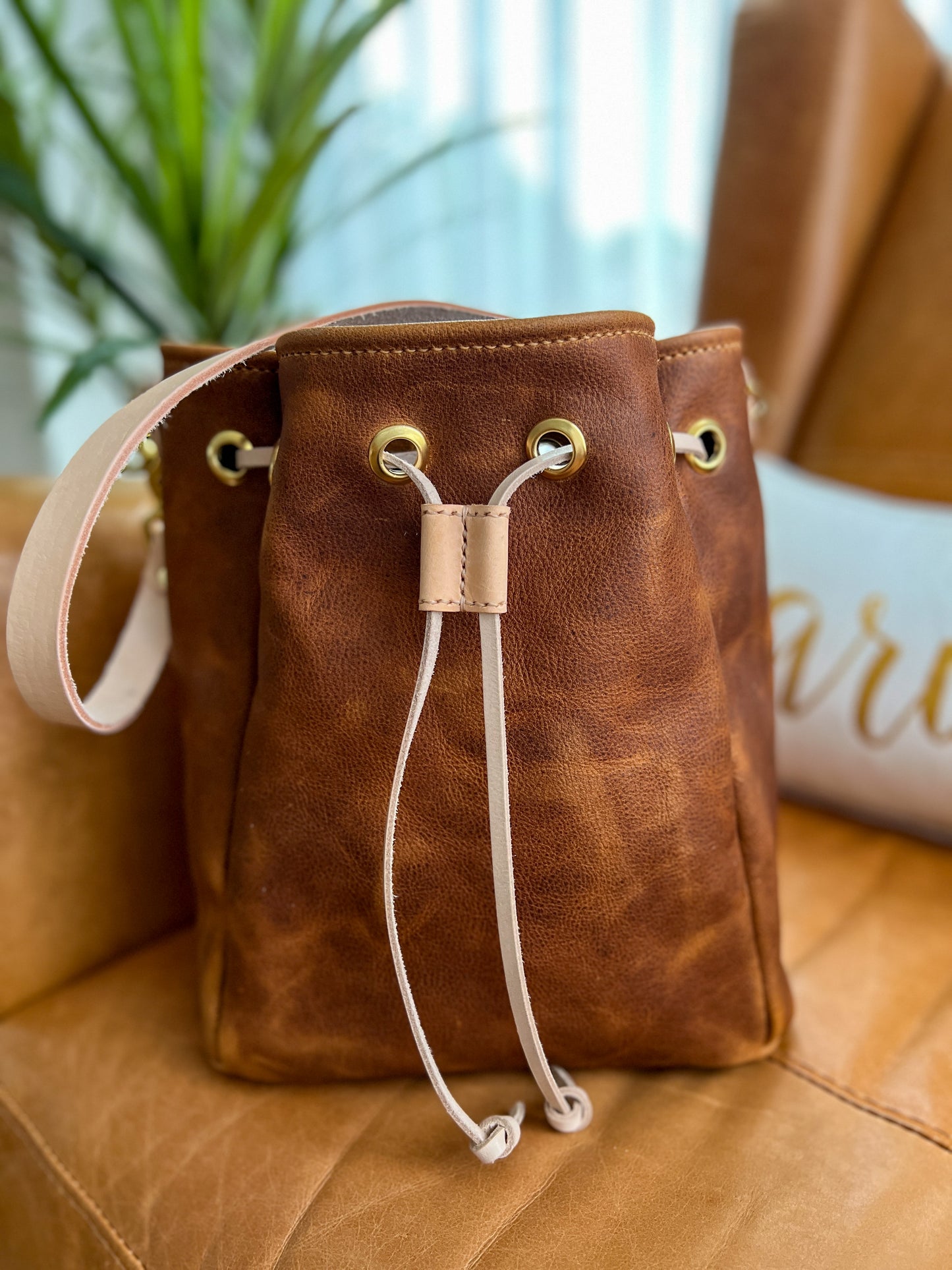 Emery Drawstring Bucket in Timber