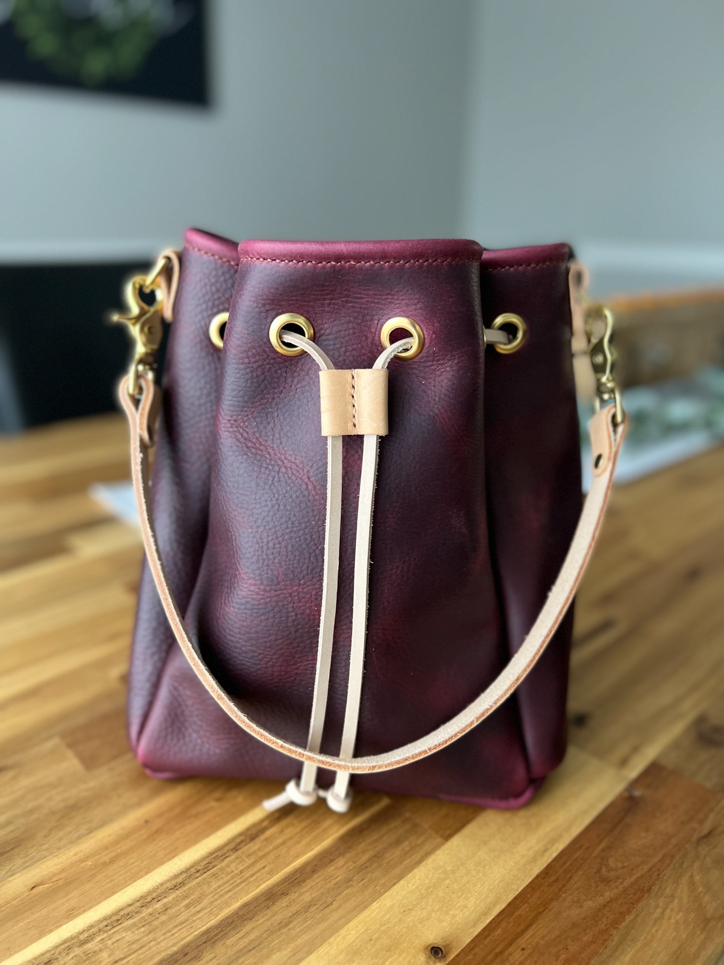 Emery Drawstring Bucket in Purple Kodiak