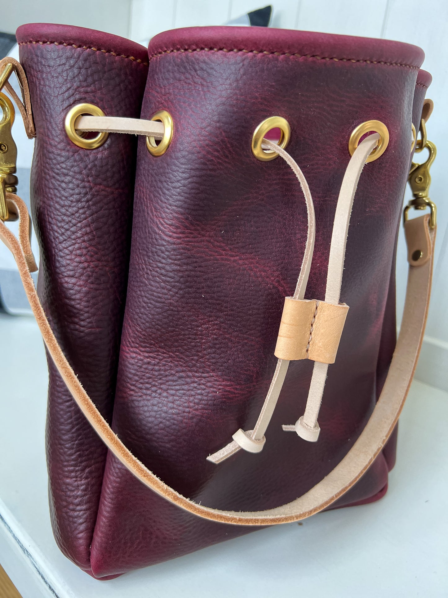 Emery Drawstring Bucket in Purple Kodiak