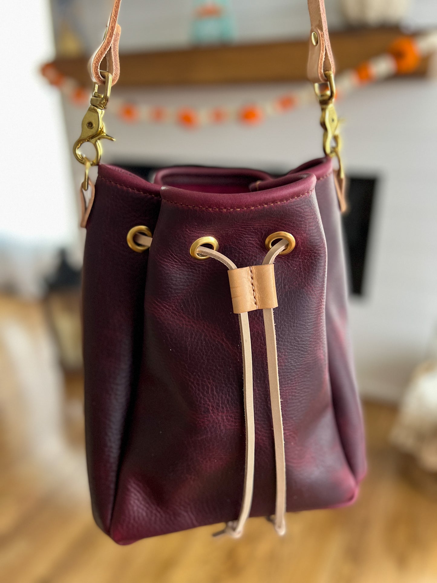 Emery Drawstring Bucket in Purple Kodiak