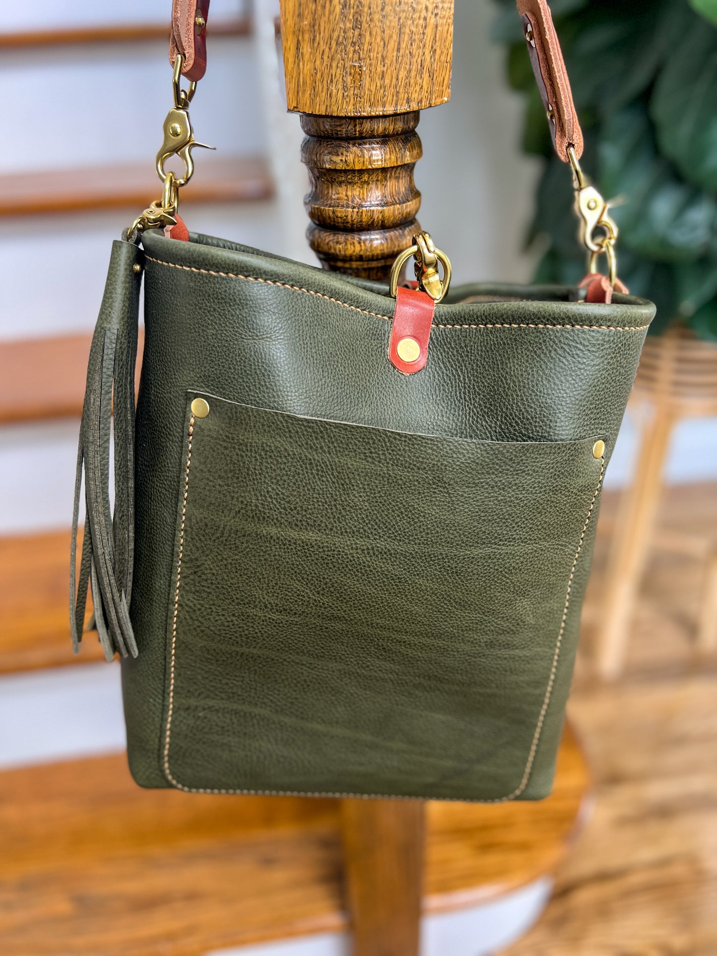 Bennett Bucket in Italian Olive Vachetta Leather