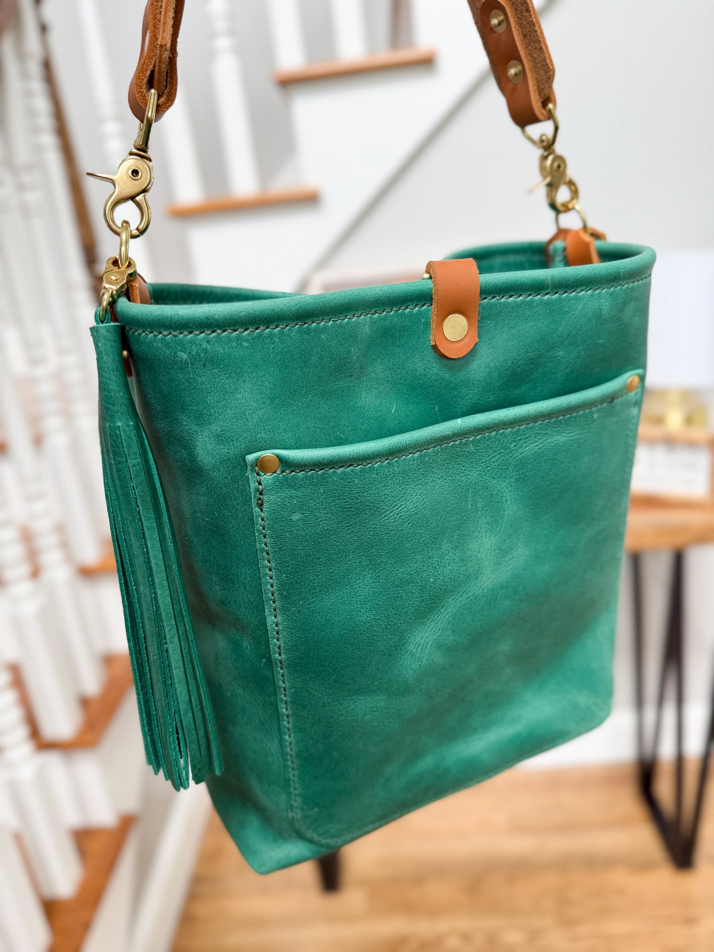 Bennett Bucket in Teal Full Grain Leather