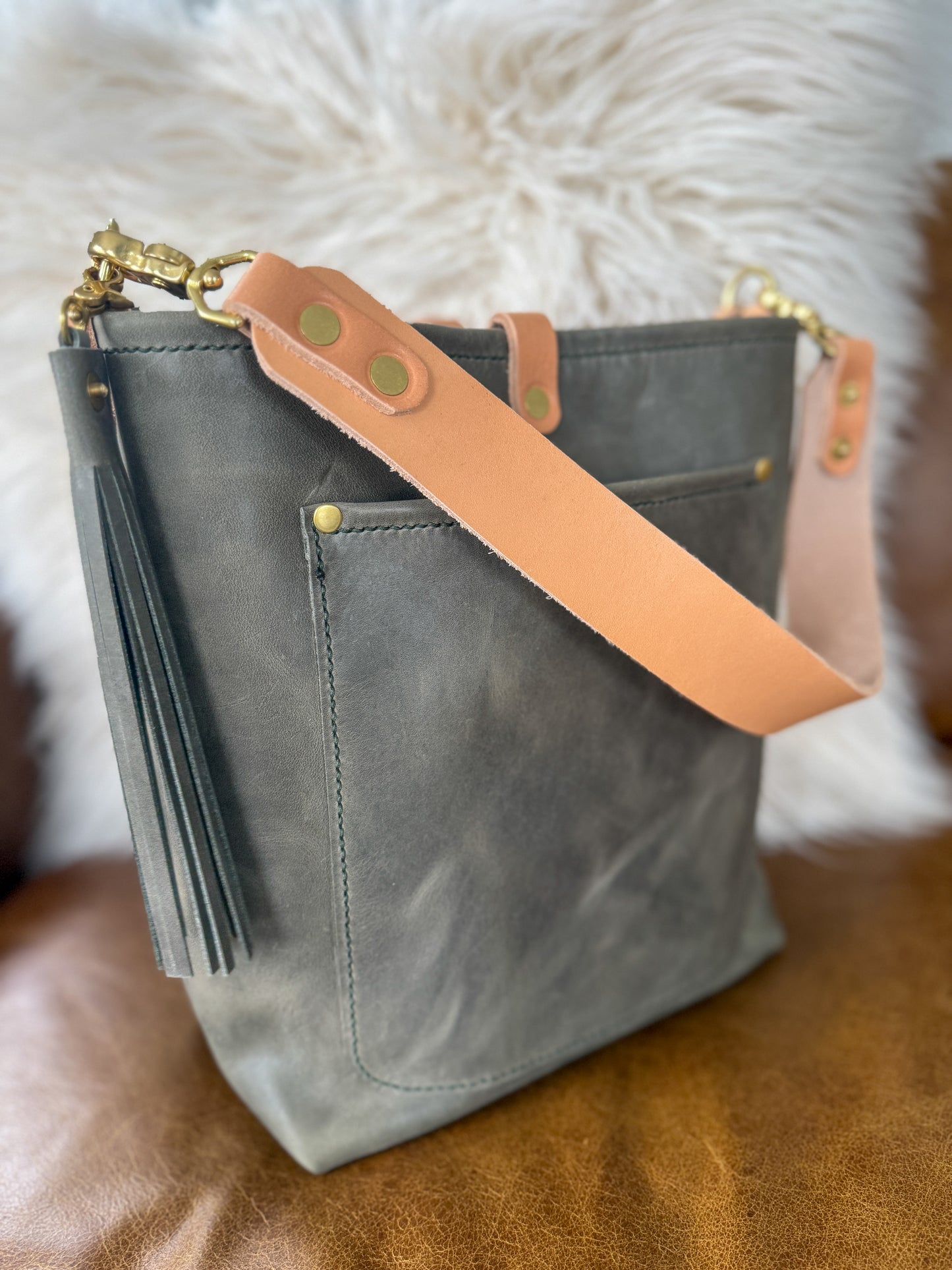 Bennett Bucket in Seagrass Derby Horween