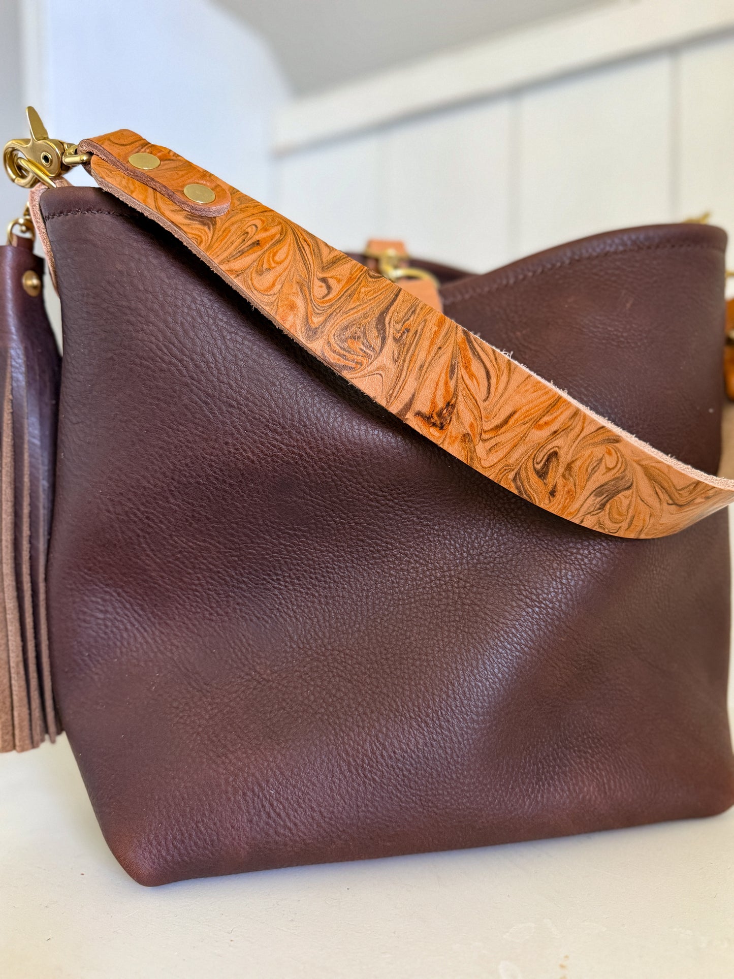 Hobo Bucket Horween Chocolate Full Grain Leather