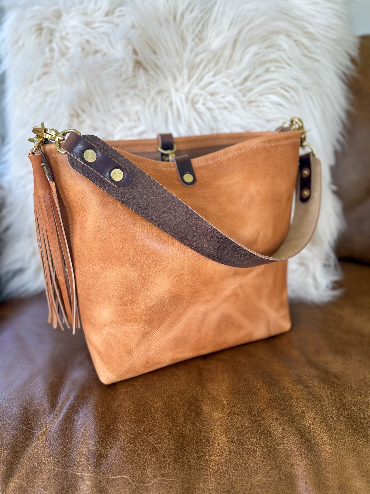 Hobo Bucket in Light Natural Horween Derby