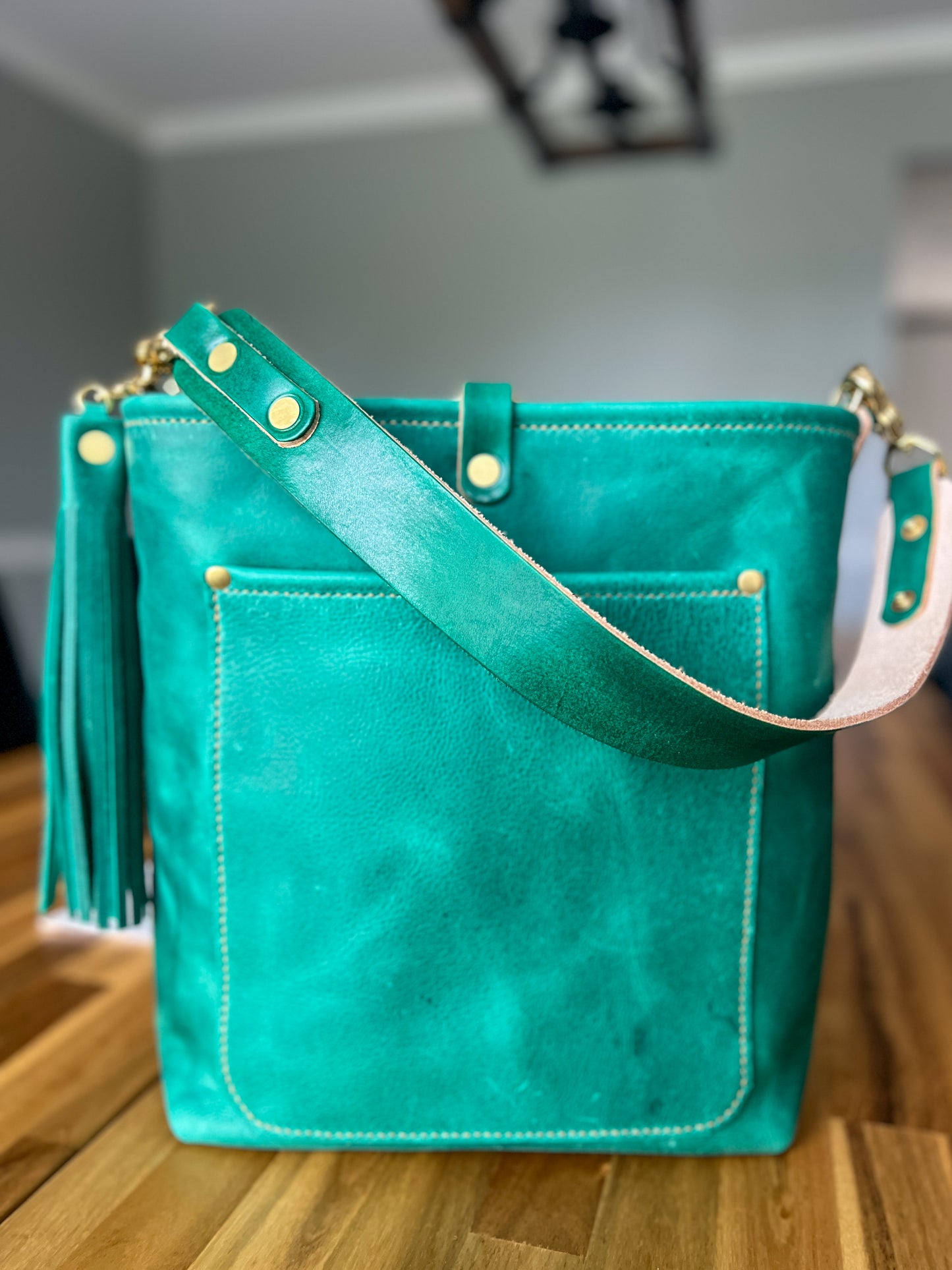 Bennett Bucket in Teal Full Grain Leather