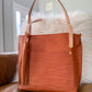 East West Tote in Tawny Full Grain Leather with foot/base