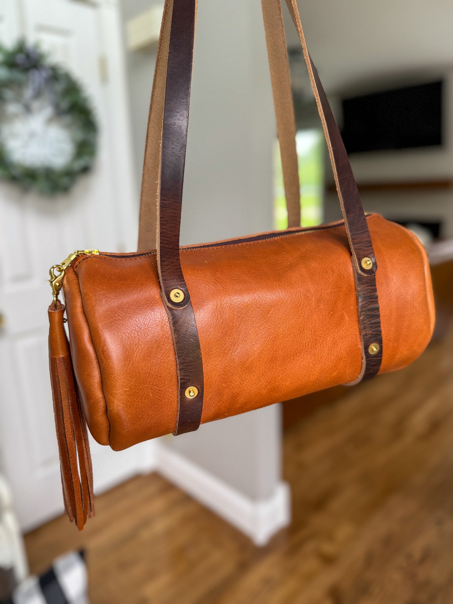 Bren Barrel in Toffee Vegetable Tanned Leather