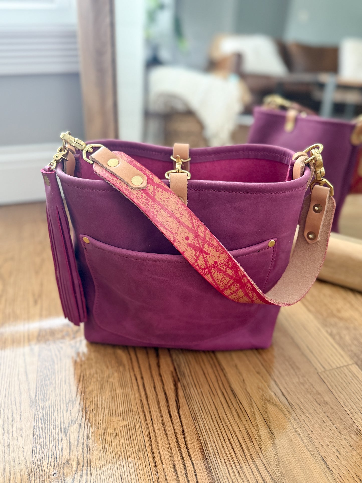 Bennett “shorty” Bucket in Electric Pink Full Grain Leather