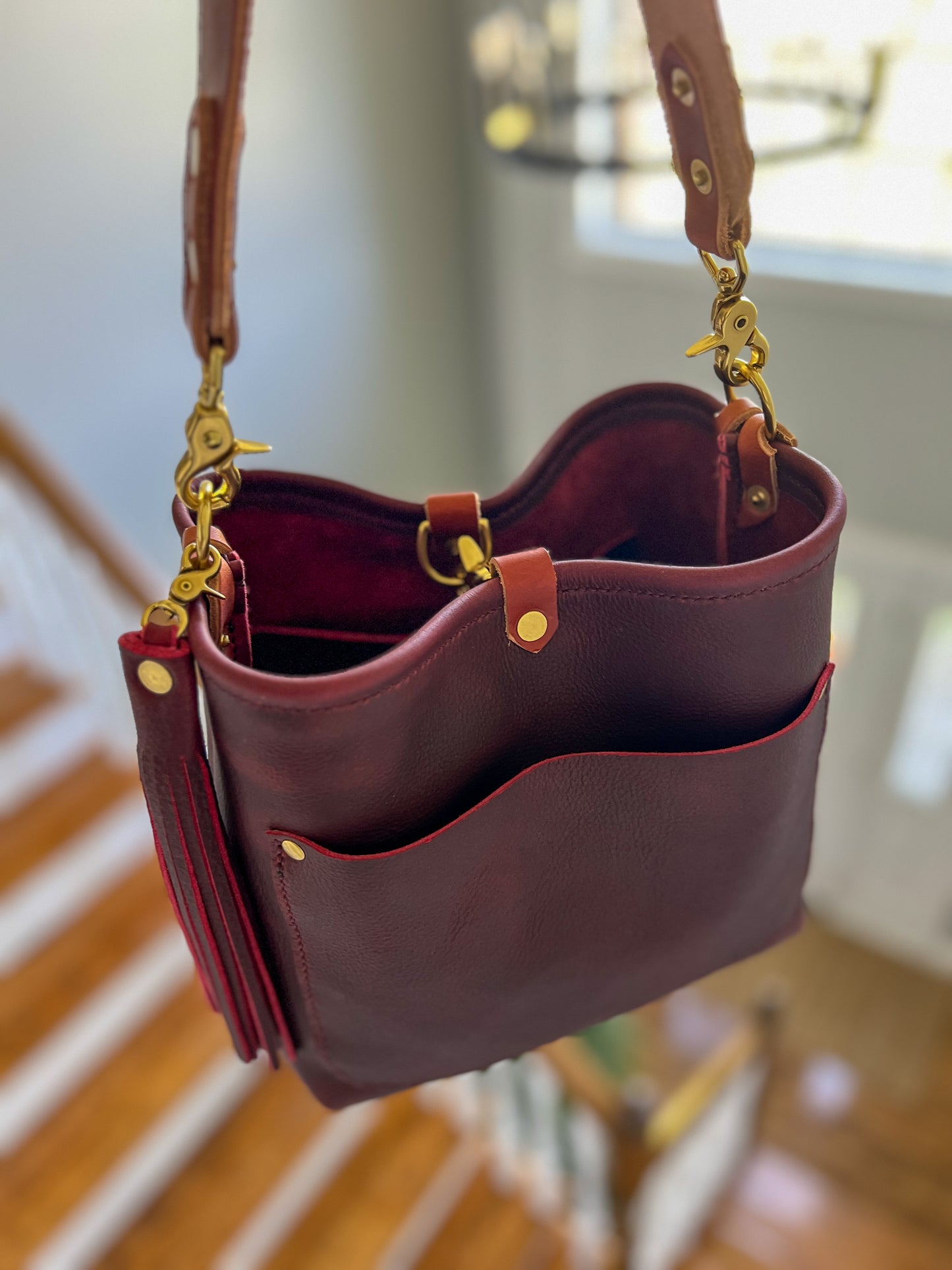 Bennett “shorty” Bucket in Full Grain Purple Kodiak Leather