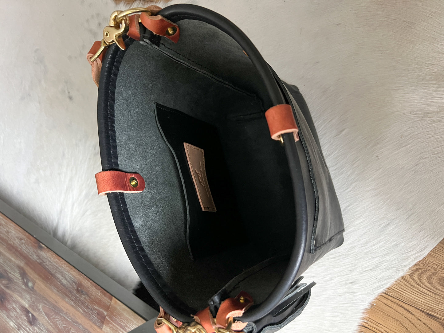 Bennett Bucket in Black Horween Derby Leather