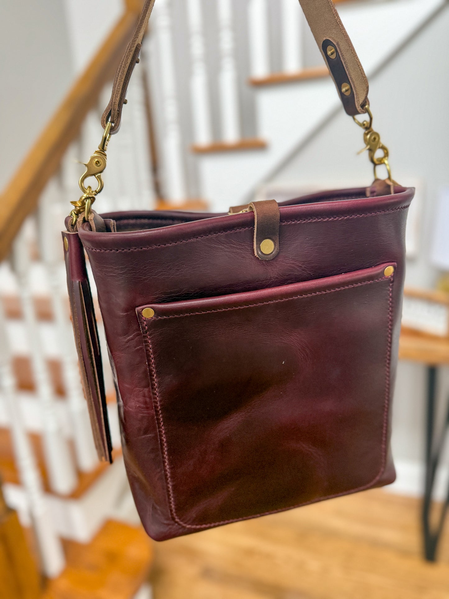 Bennett Bucket in Black Cherry Horween Chromexcel