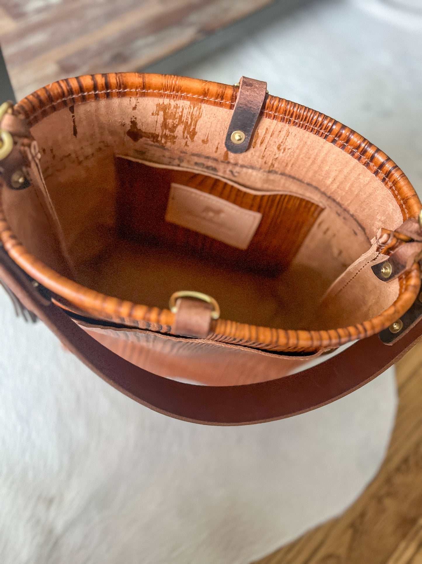 Bennett Bucket in Wooden Vachetta Leather