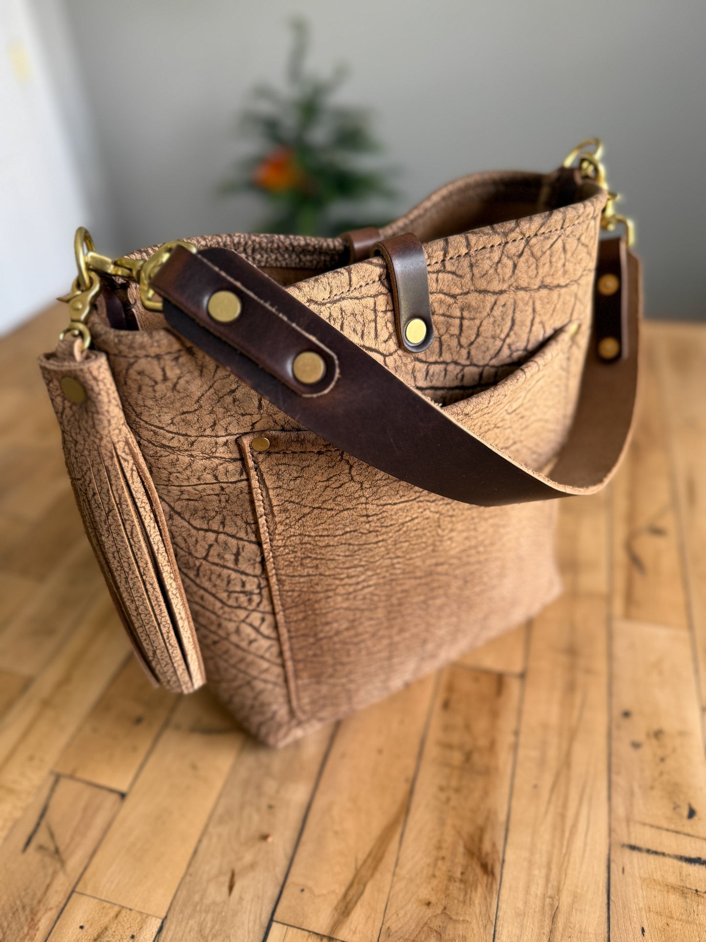 Bennett Bucket in Riverstone Full Grain Bison