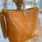 Hobo Bucket in Italian Honey Saffron Vegetable Tan w/Candy Strap