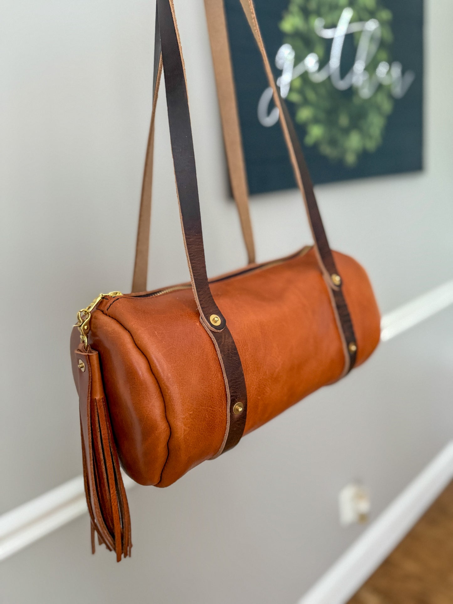 Bren Barrel in Toffee Vegetable Tanned Leather