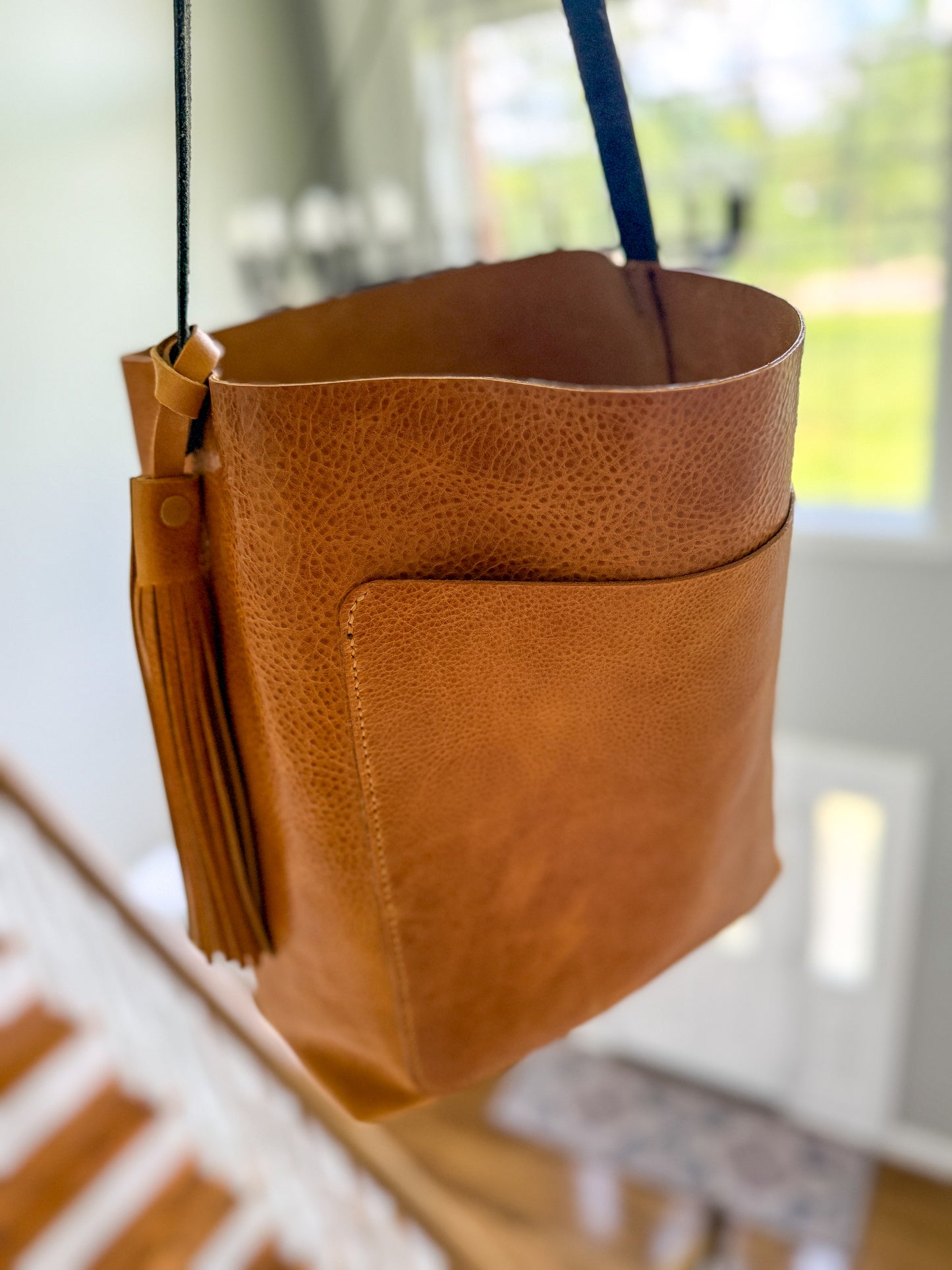 Bennett Bucket in Italian Honey Saffron Vegetable Tanned Leather