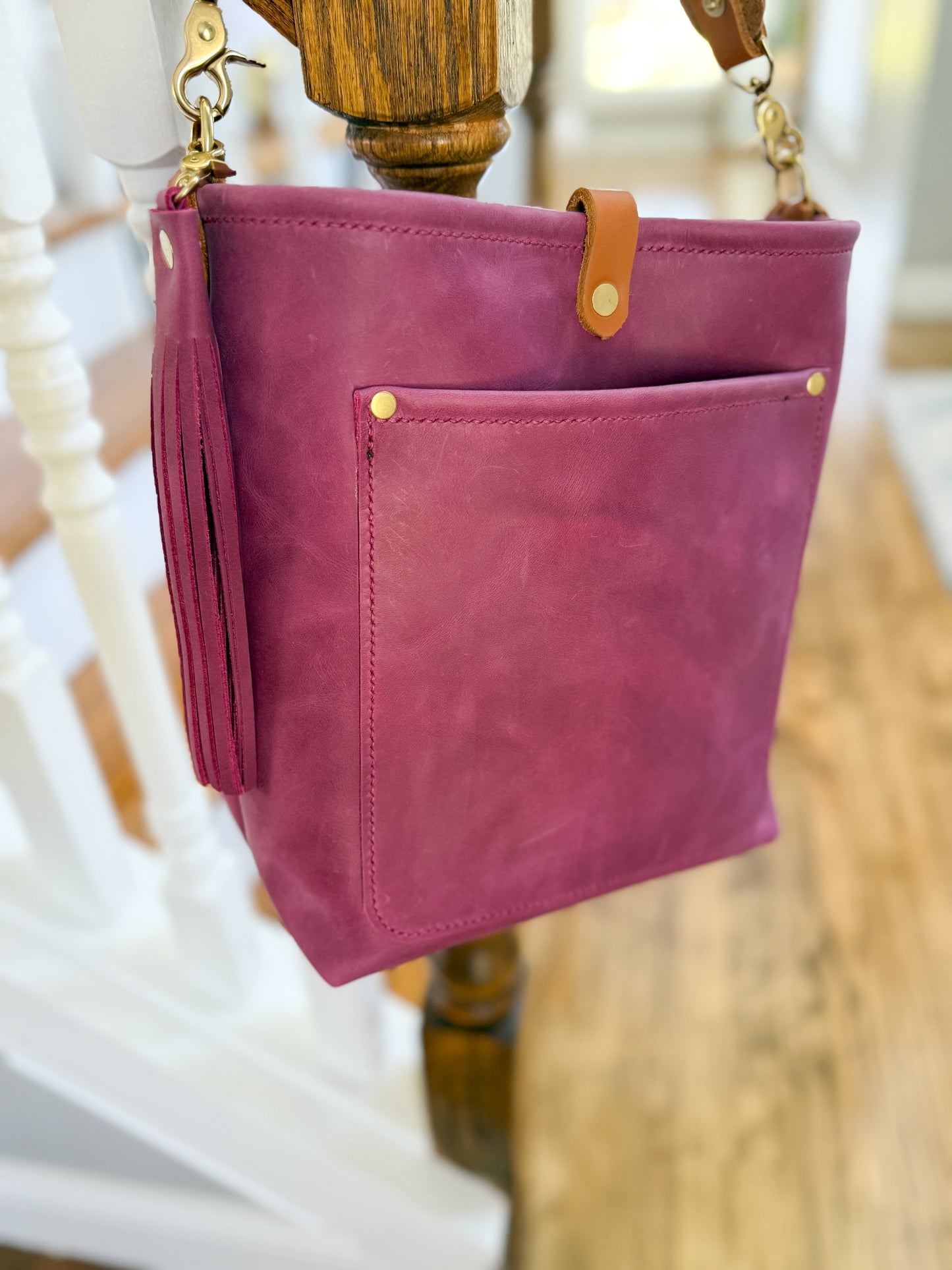 Bennett Bucket in Electric Pink Full Grain Leather