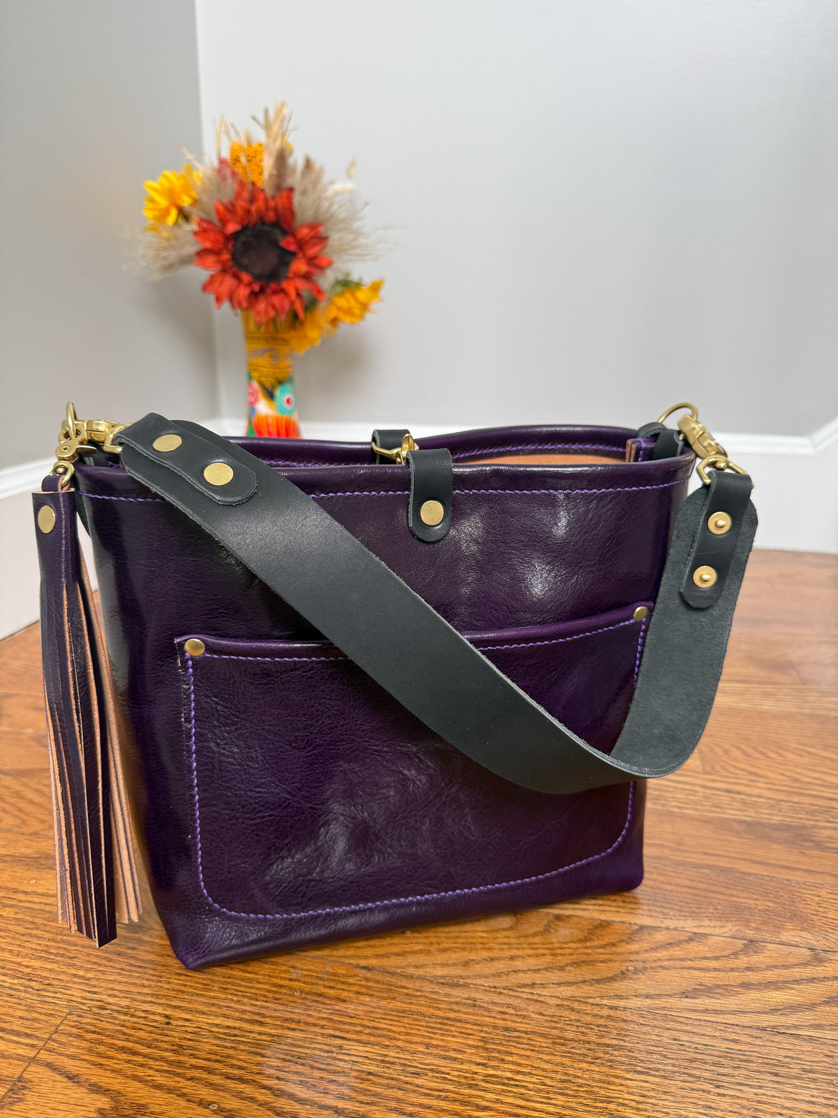 Bennett “shorty” Bucket in Eggplant Cuoio Italian Leather