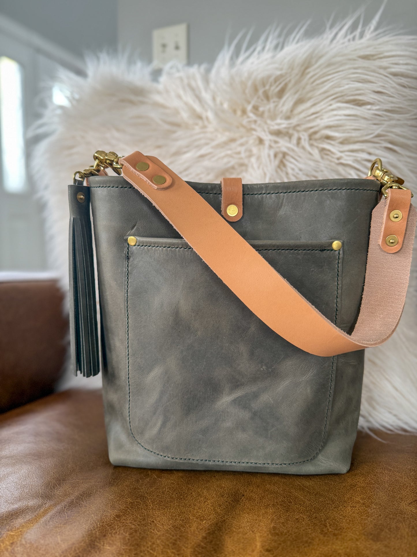 Bennett Bucket in Seagrass Derby Horween