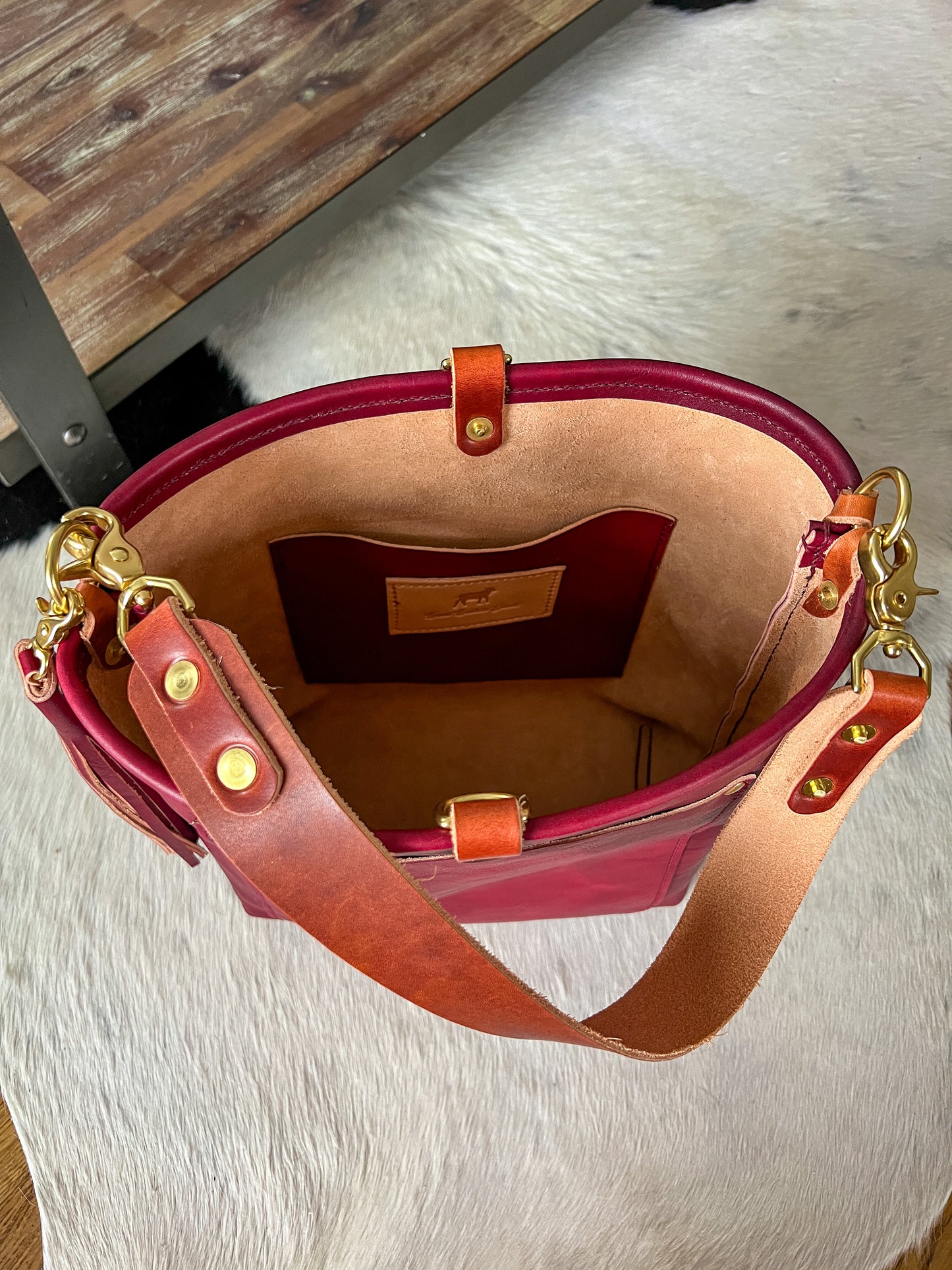 Bennett Bucket in Mulberry Veg Tan Italian Leather