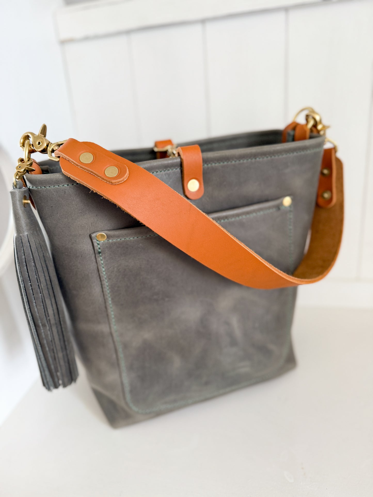 Bennett Bucket in Seagrass Derby Horween