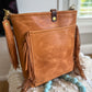Western Bennett Bucket in Horween Natural Derby w/fringe
