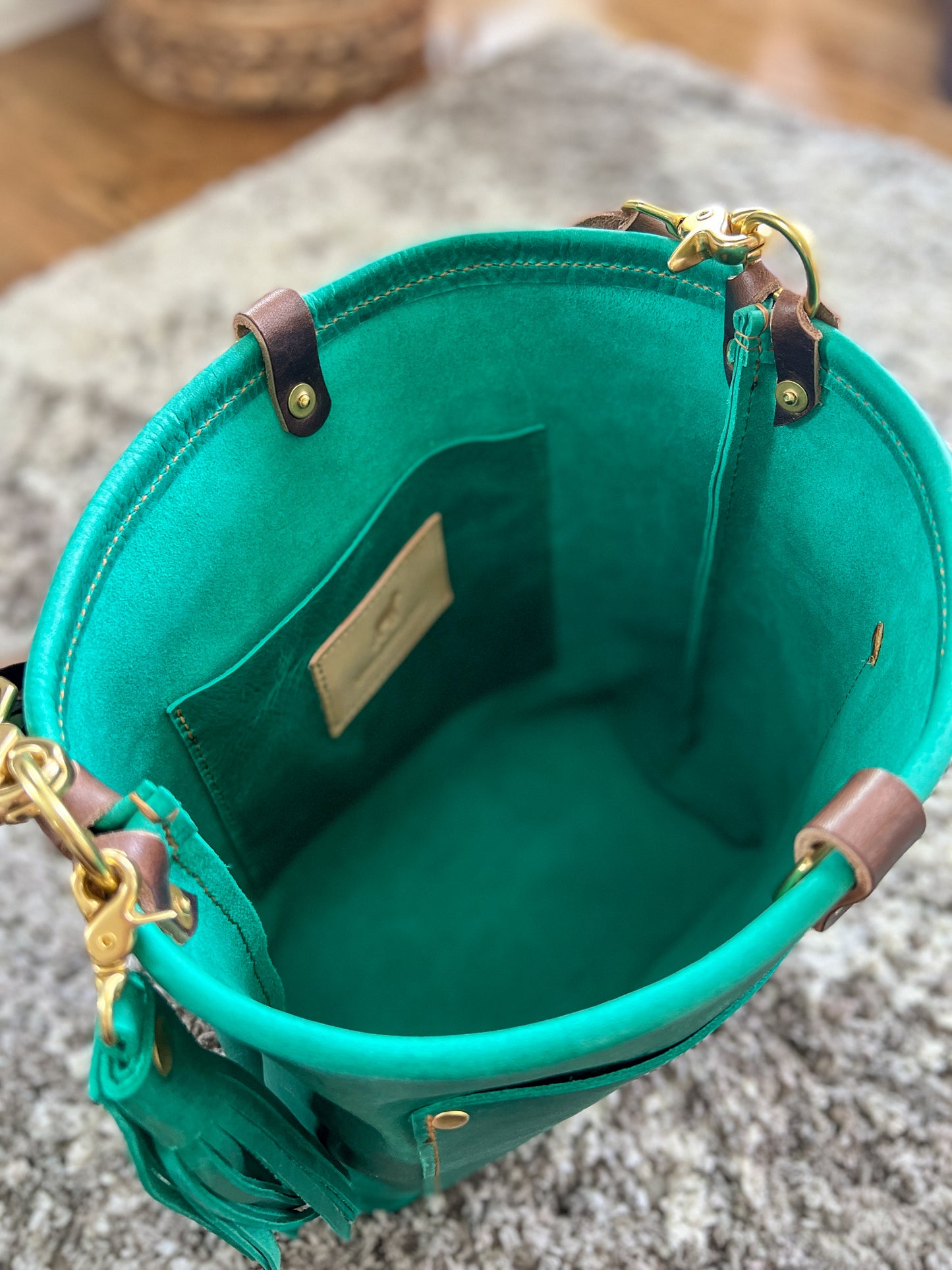 Bennett Bucket in Teal Full Grain Leather