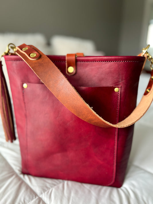 Bennett Bucket in Mulberry Veg Tan Italian Leather