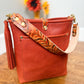 Bennett Bucket in Brick Bison Full Grain Leather w/Candy Strap