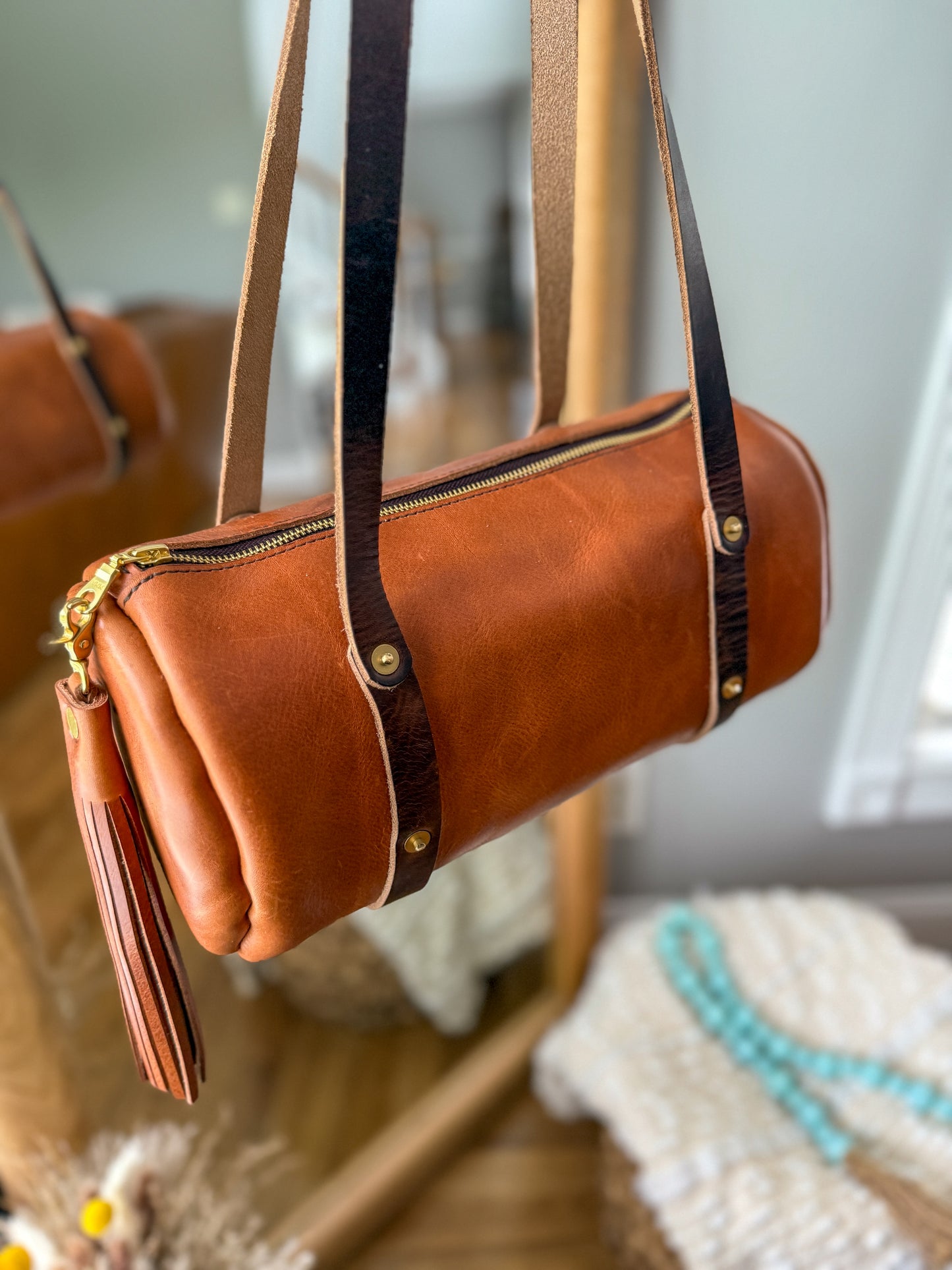Bren Barrel in Toffee Vegetable Tanned Leather