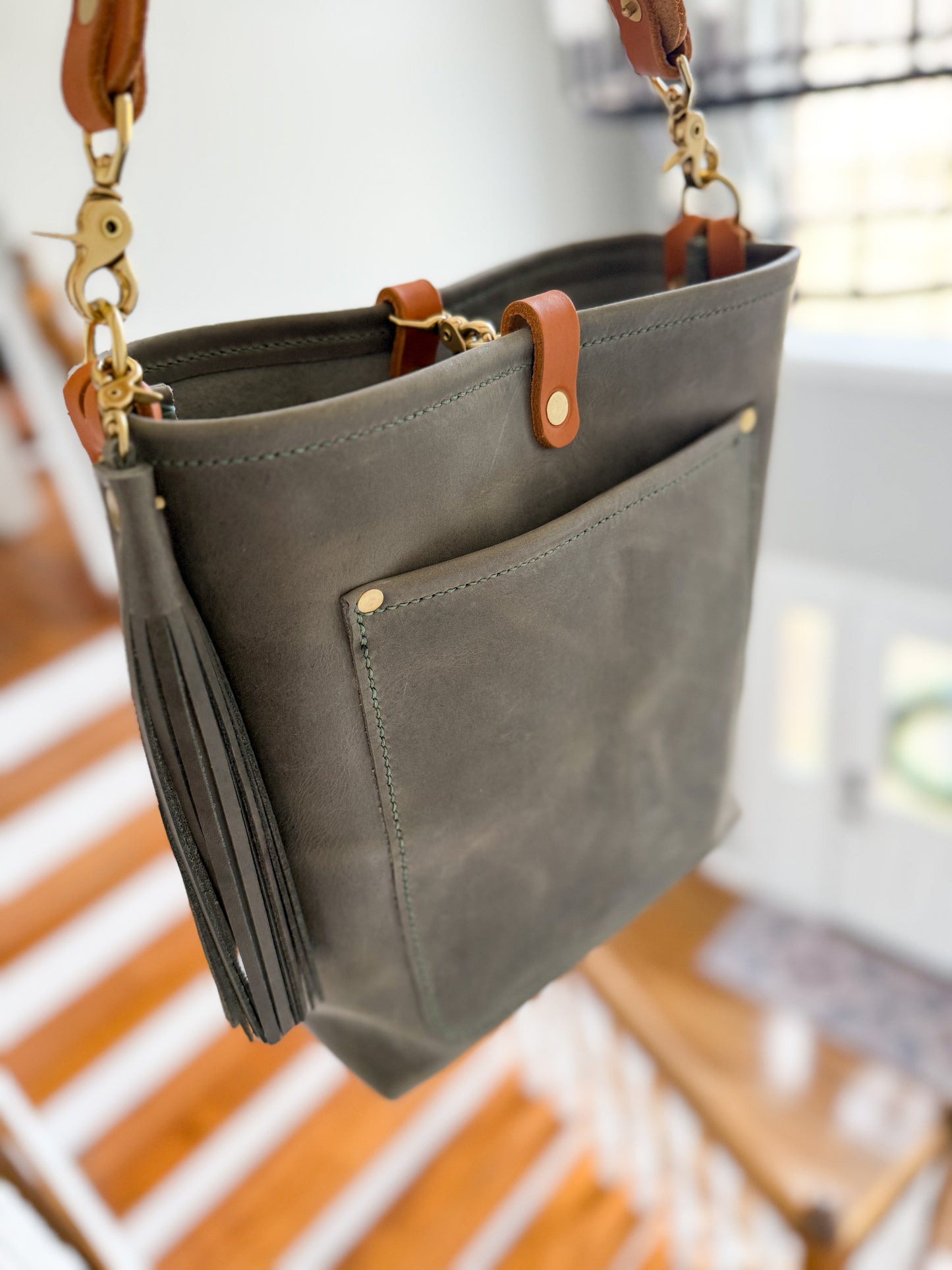 Bennett Bucket in Seagrass Derby Horween