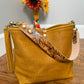 Hobo Bucket in Goldenrod Full Grain Bison w/Candy Strap