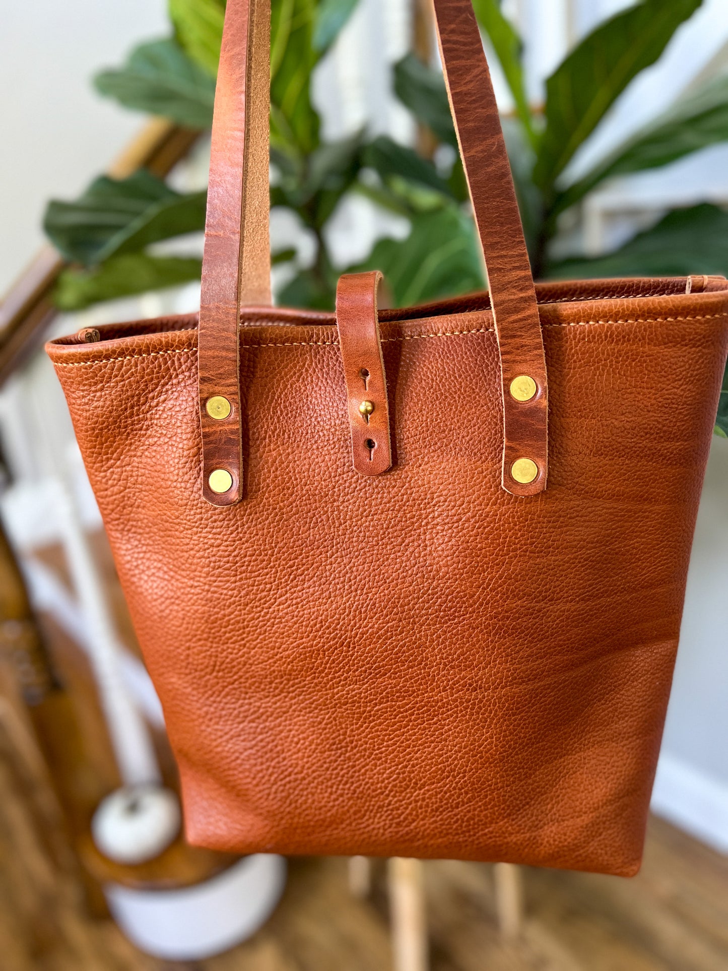 Tall Tote in Horween Montana Cognac