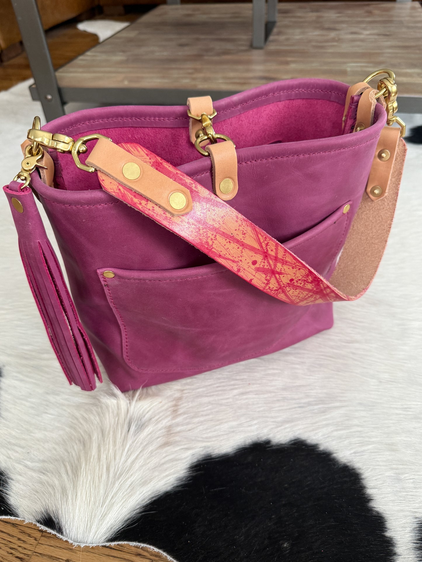 Bennett “shorty” Bucket in Electric Pink Full Grain Leather