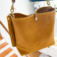 Hobo Bucket in Goldenrod Full Grain Bison w/Candy Strap