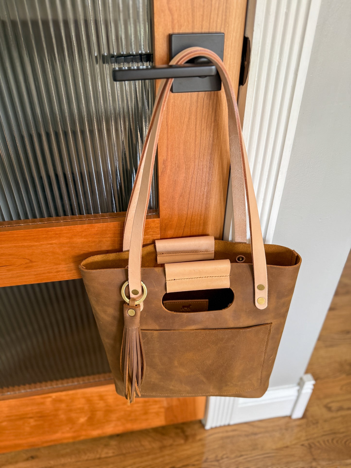 Utility Tote in Tobacco and Vachetta Leather