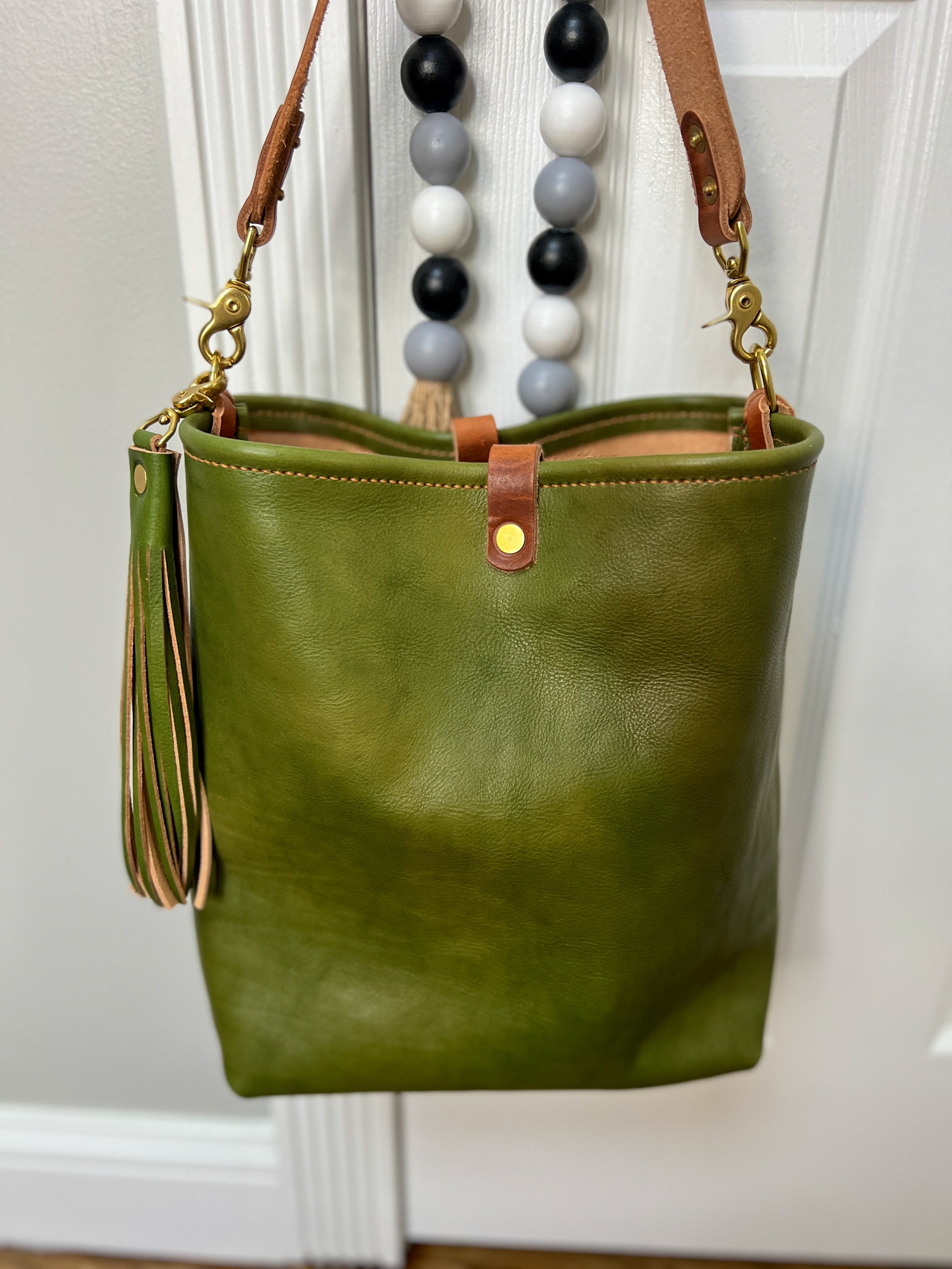 Green leather 2024 hobo bag