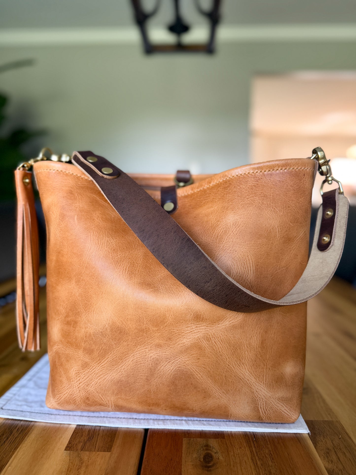 Hobo Bucket in Light Natural Horween Derby