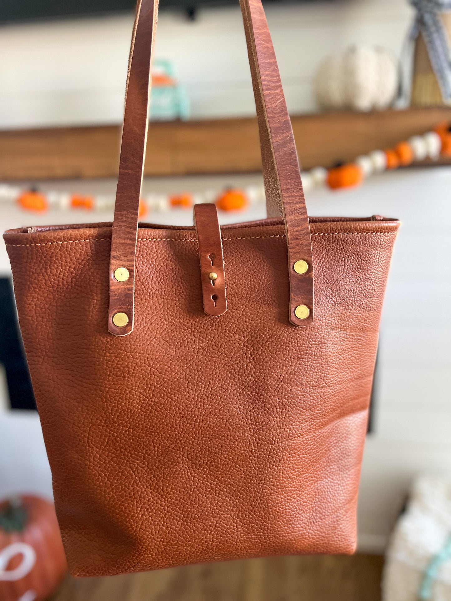 Tall Tote in Horween Montana Cognac