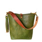 Hobo Bucket in Green Vegetable Tanned Full Grain Leather