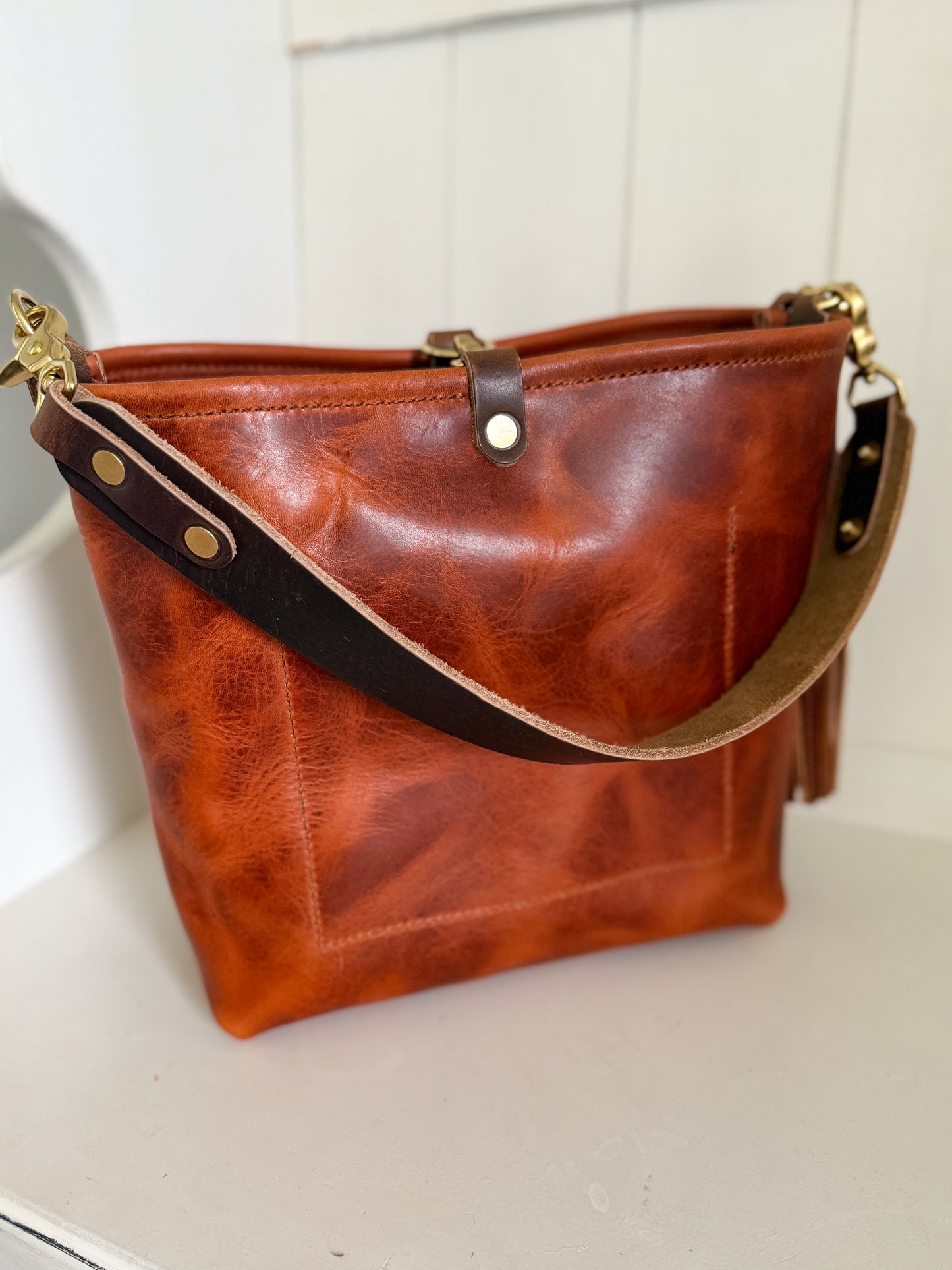 Hobo Bucket in Horween English Tan