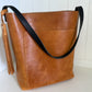 Bennett Bucket in Italian Honey Saffron Vegetable Tanned Leather