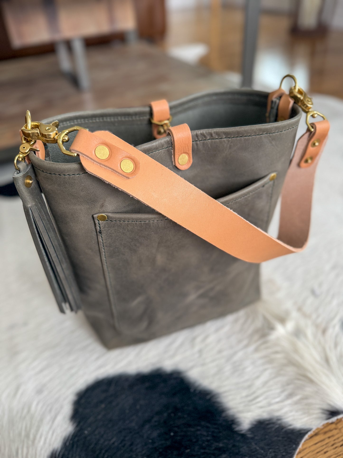 Bennett Bucket in Seagrass Derby Horween