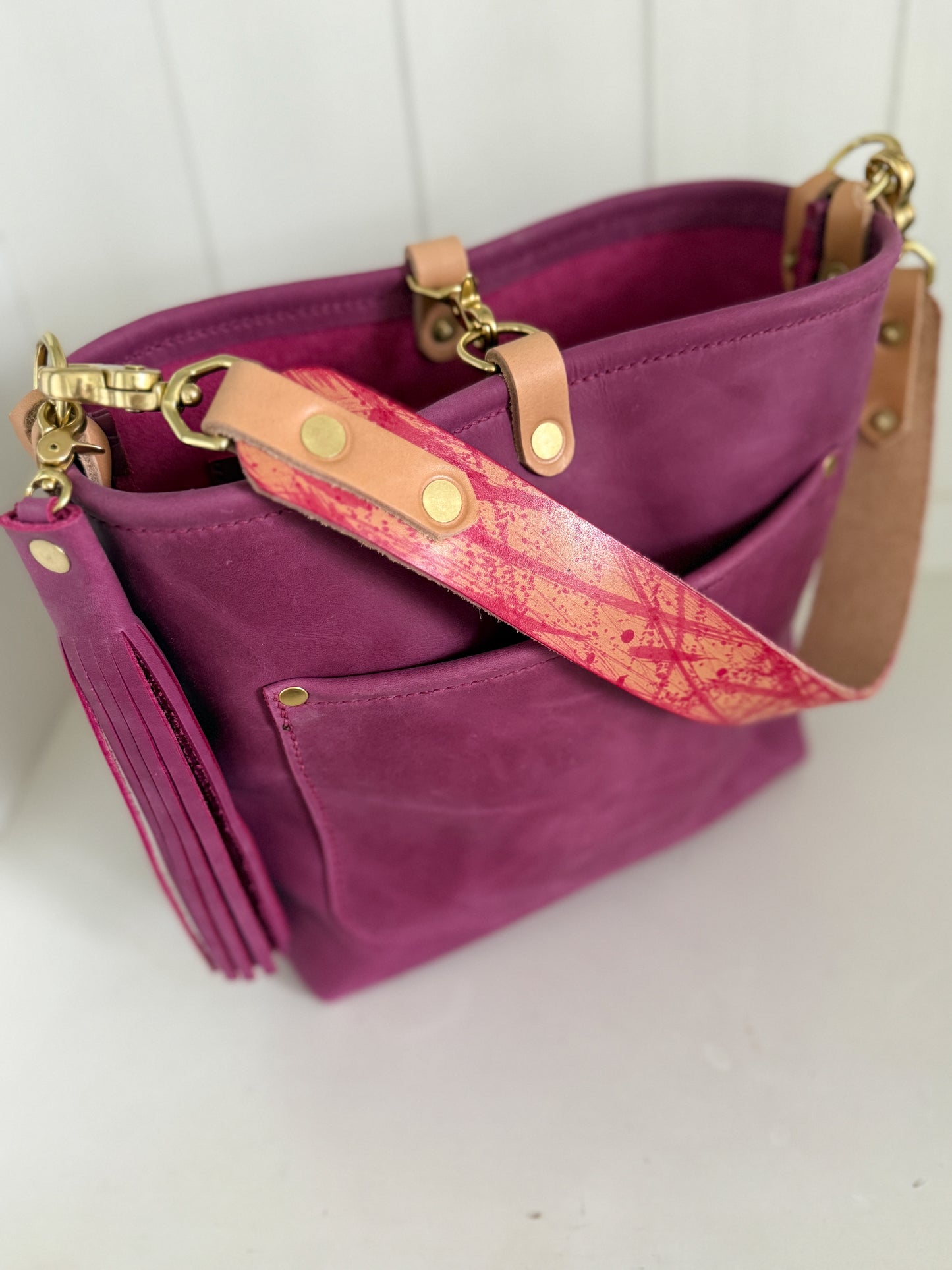 Bennett “shorty” Bucket in Electric Pink Full Grain Leather