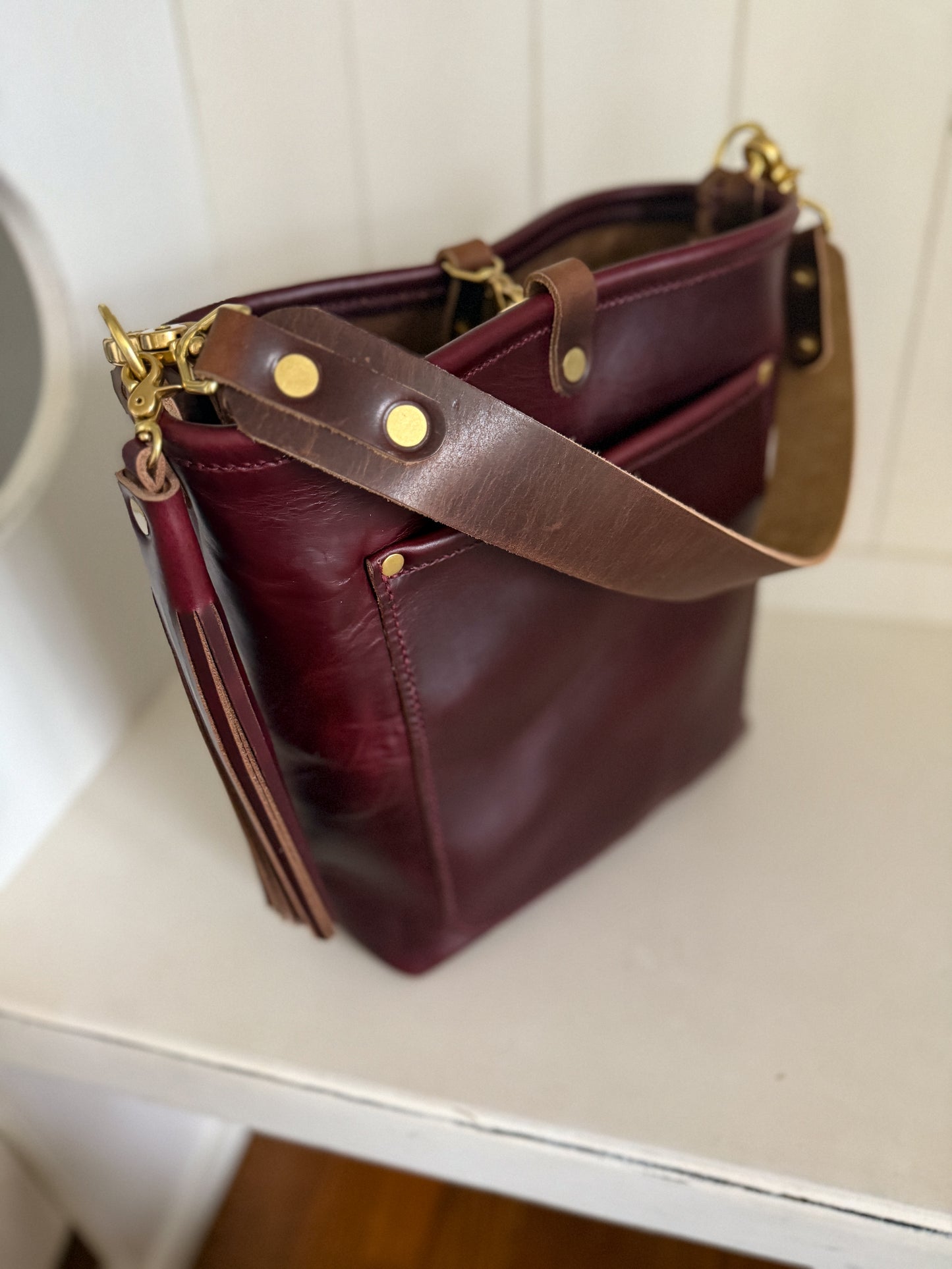 Bennett Bucket in Black Cherry Horween Chromexcel