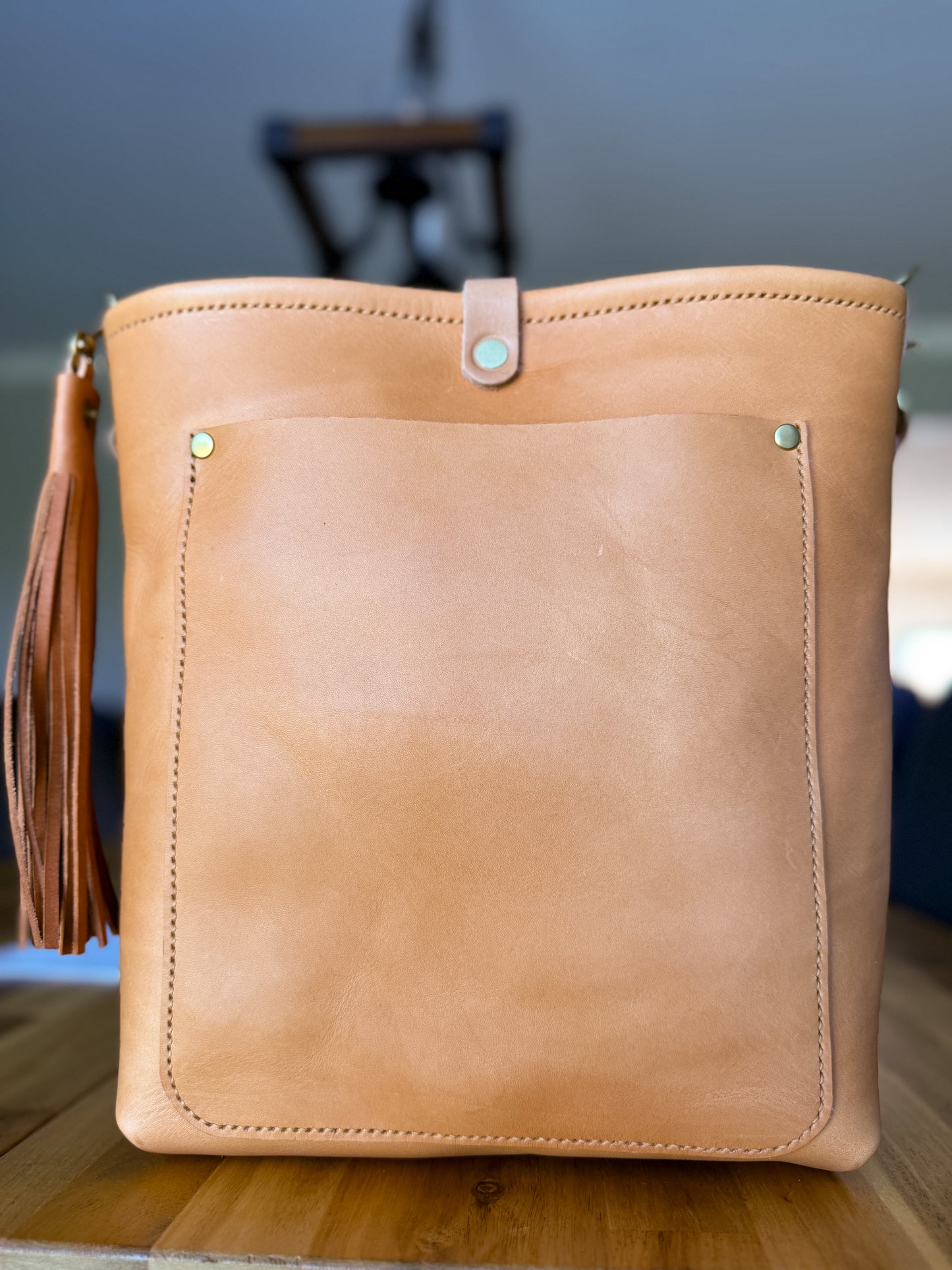 Bennett Bucket in Natural Vachetta (non-milled)