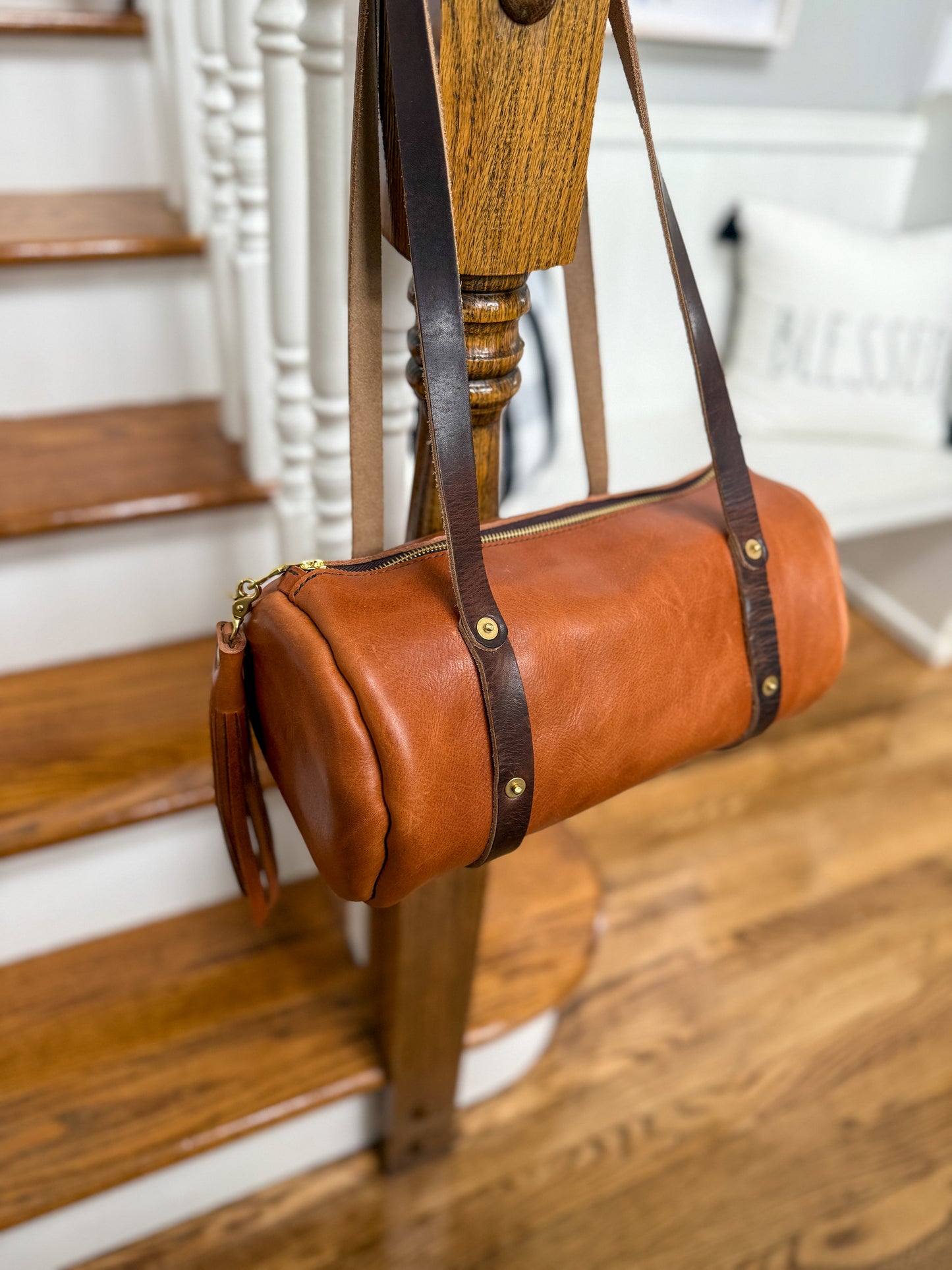 Bren Barrel in Toffee Vegetable Tanned Leather