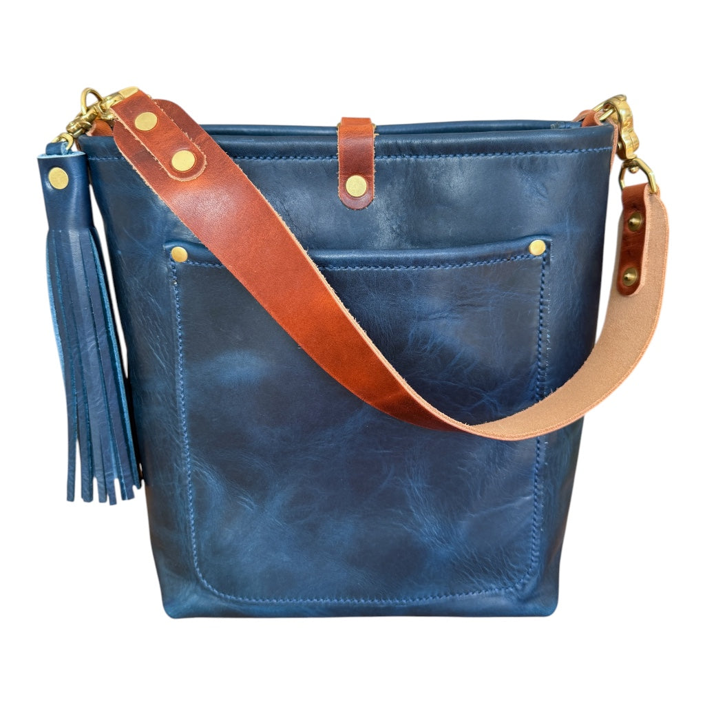 Bennett Bucket in Horween Cobalt Full Grain Leather