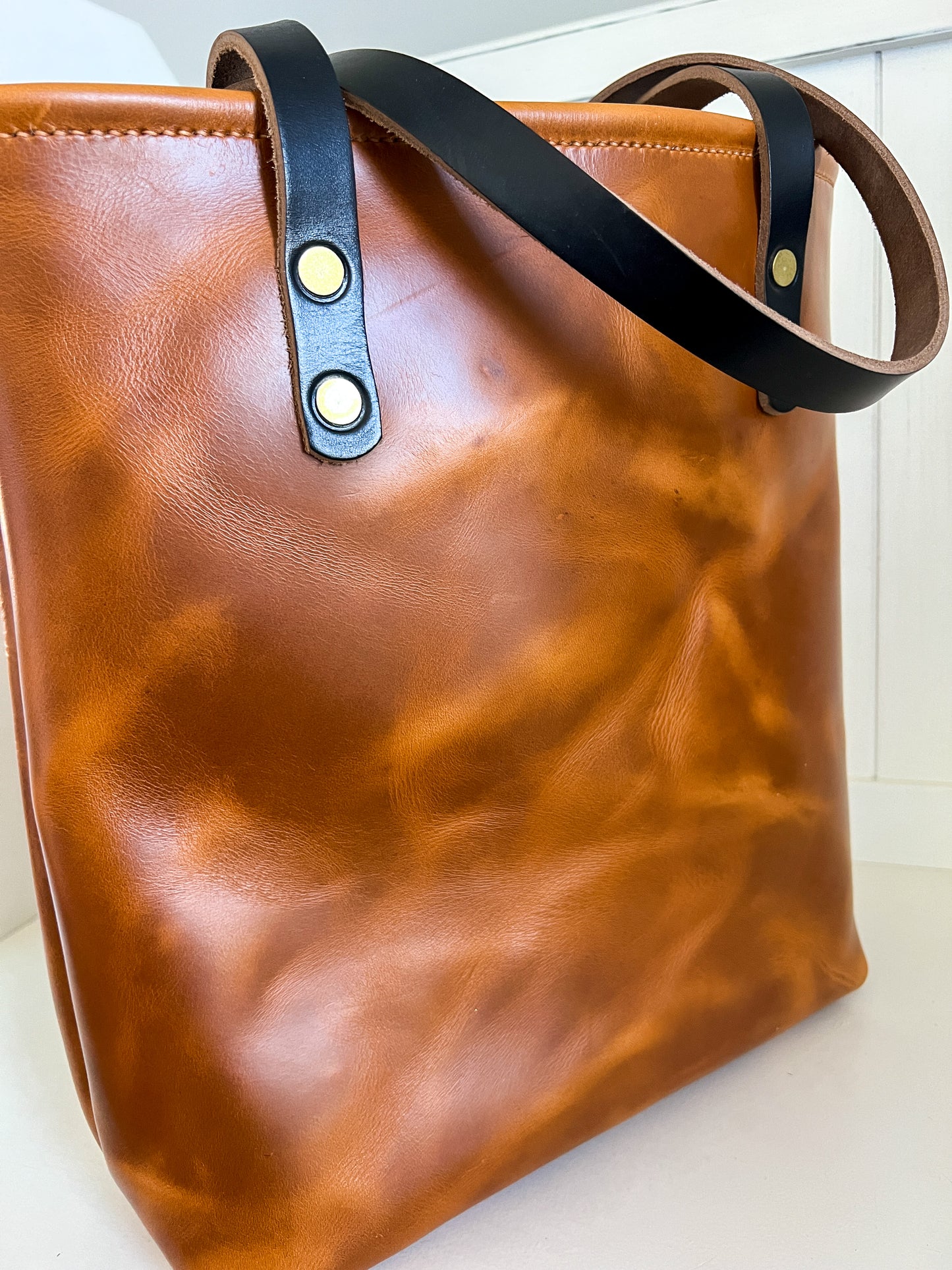 Tall Tote in Butterscotch Horween